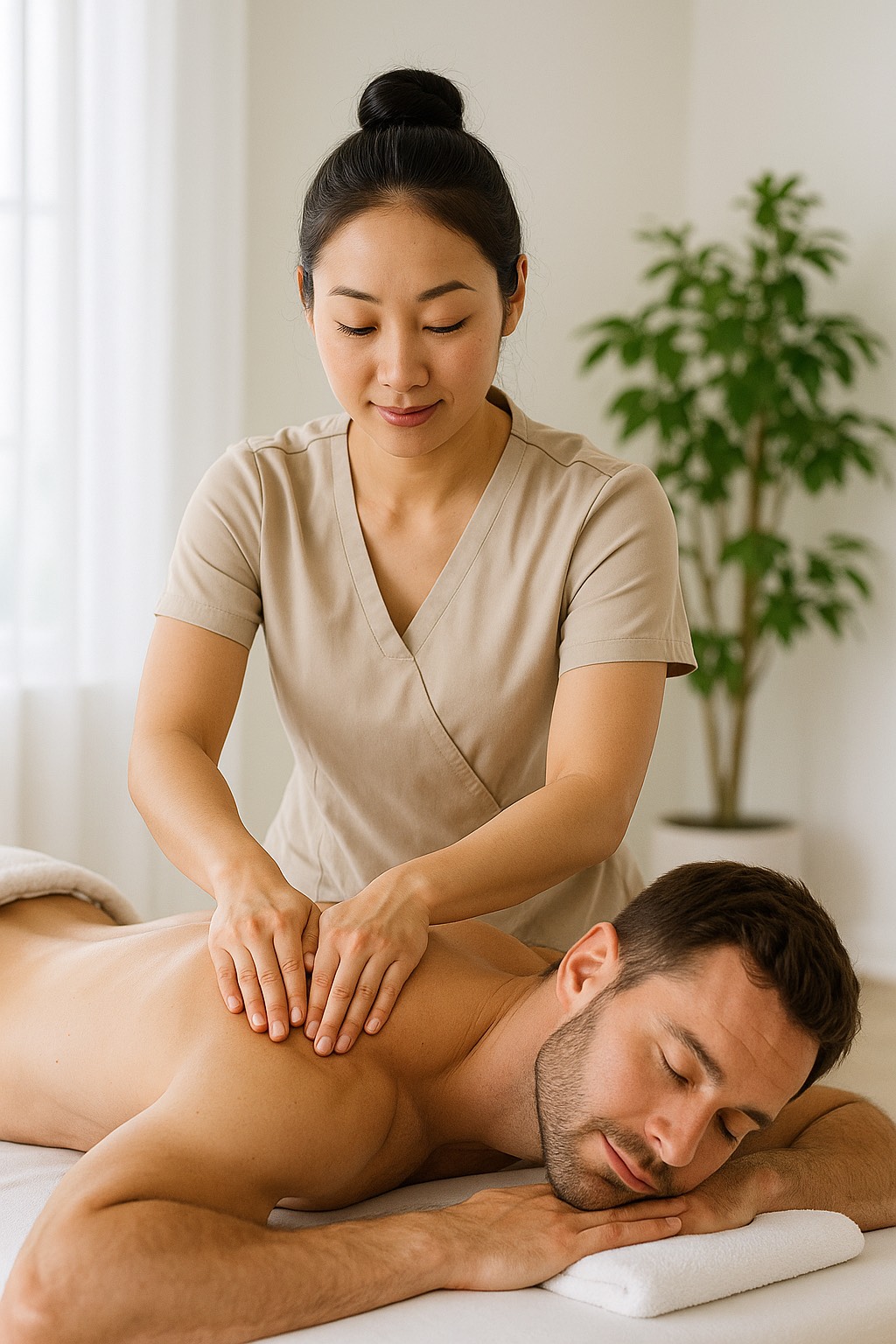 Therapist giving massage